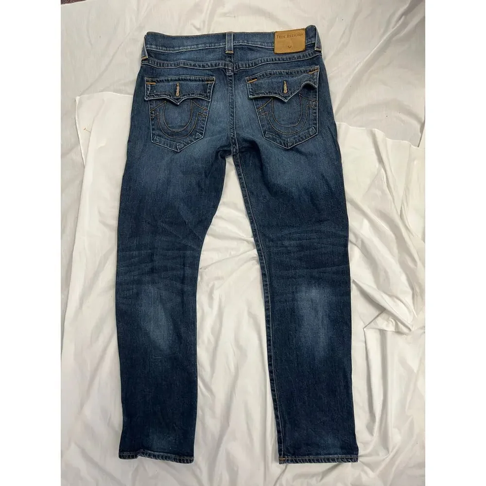 True Religion Geno Dark Wash Button Pocket Jeans Sz 34x32 GS